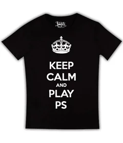 Прикольные футболки: Keep Calm and Play PS на черной